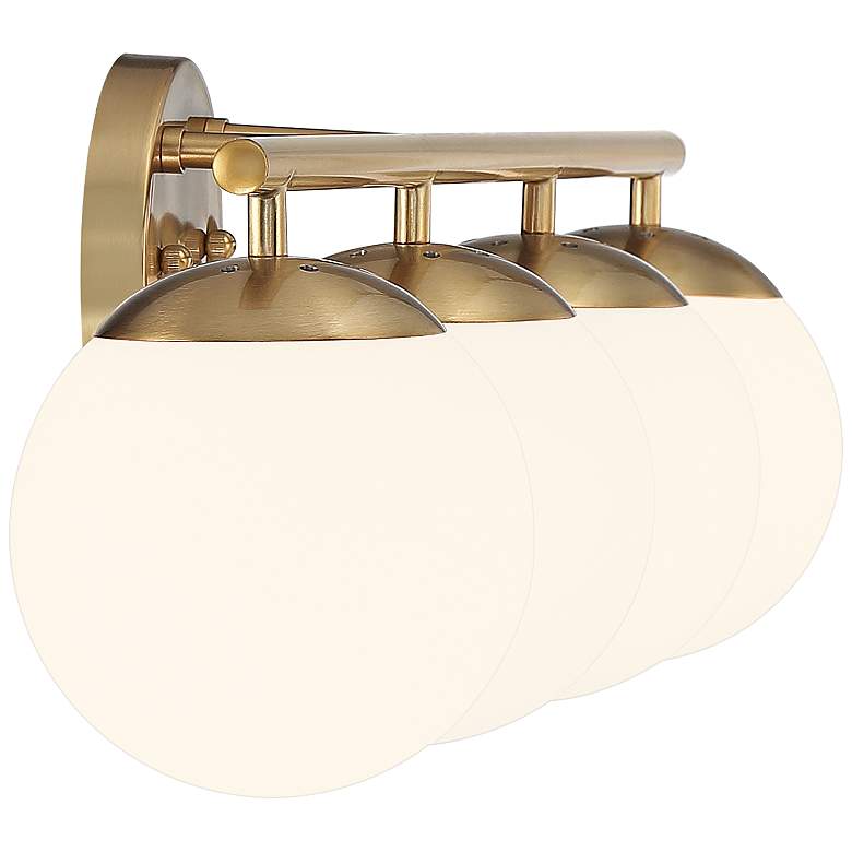 Meridian 31 1/2" Wide Gold Frosted Glass 4-Light Bath Light