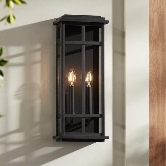 Metrix 20" High Black 2-Light Rectangular Outdoor Wall Light