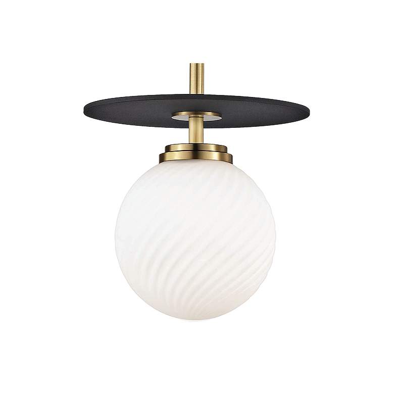 Mitzi Ellis 7" Wide Aged Brass and Black Modern LED Mini Pendant