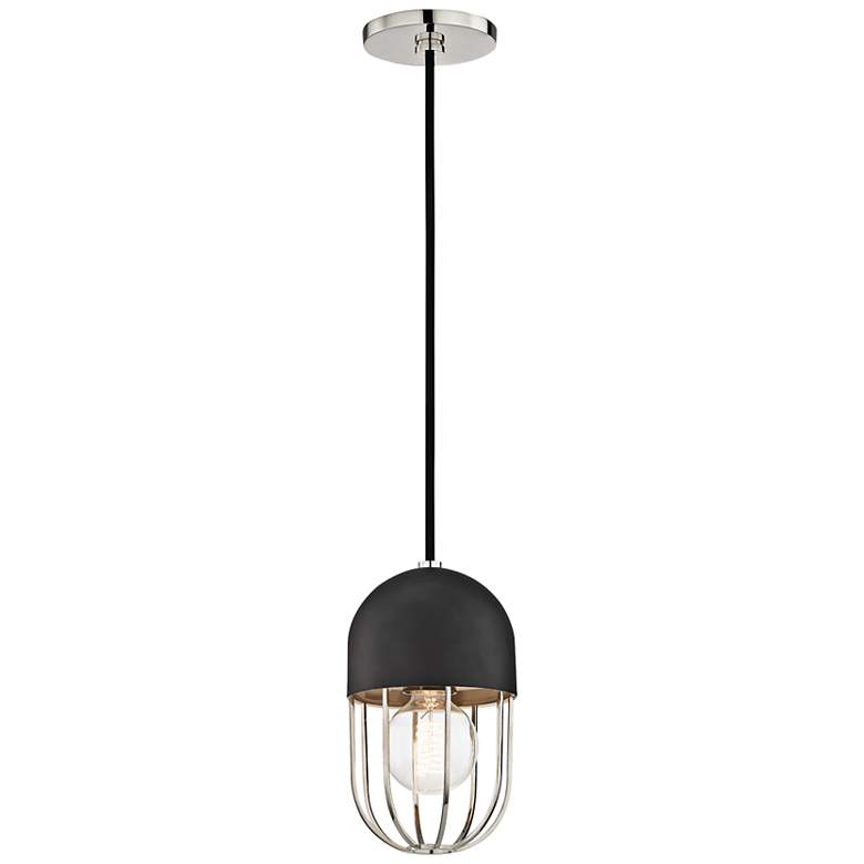 Mitzi Haley 5 1/2"W Polished Nickel and Black Mini Pendant