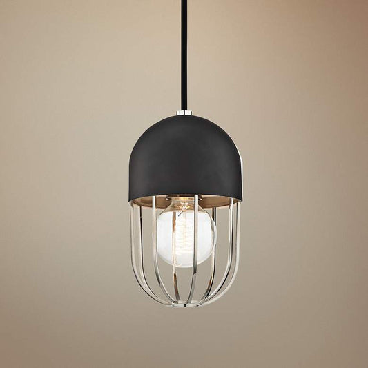 Mitzi Haley 5 1/2"W Polished Nickel and Black Mini Pendant