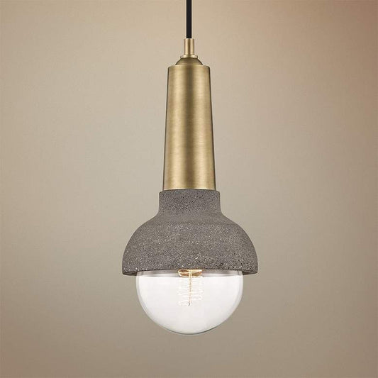 Mitzi Macy 6" Wide Aged Brass and Concrete Mini Pendant