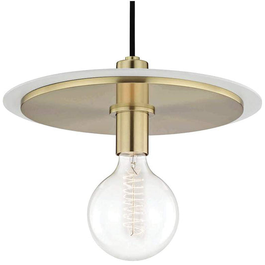 Mitzi Milo 14" Wide Aged Brass and White Pendant Light