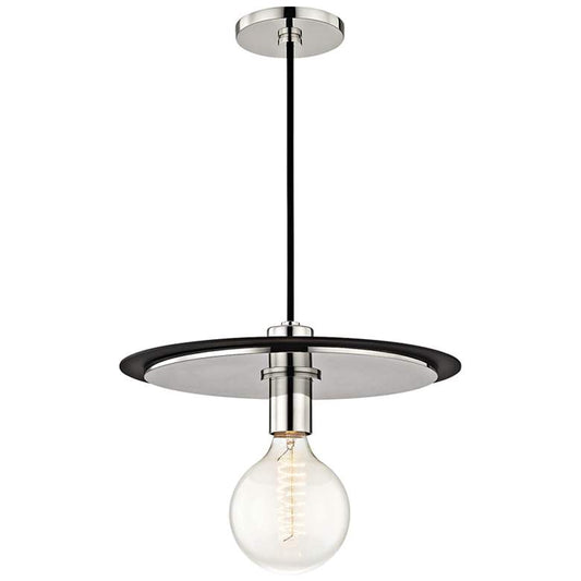 Mitzi Milo 14" Wide Polished Nickel and Black Pendant Light