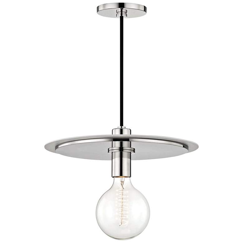 Mitzi Milo 14" Wide Polished Nickel and White Pendant Light
