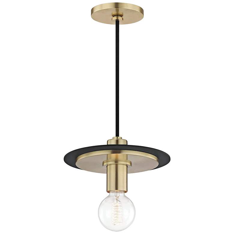 Mitzi Milo 9" Wide Aged Brass and Black Mini Pendant