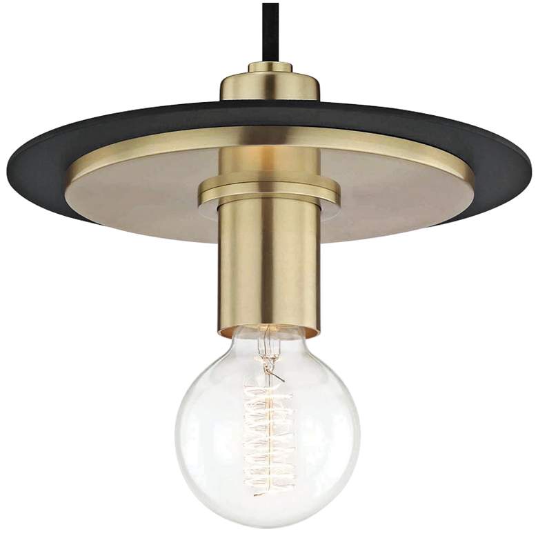 Mitzi Milo 9" Wide Aged Brass and Black Mini Pendant