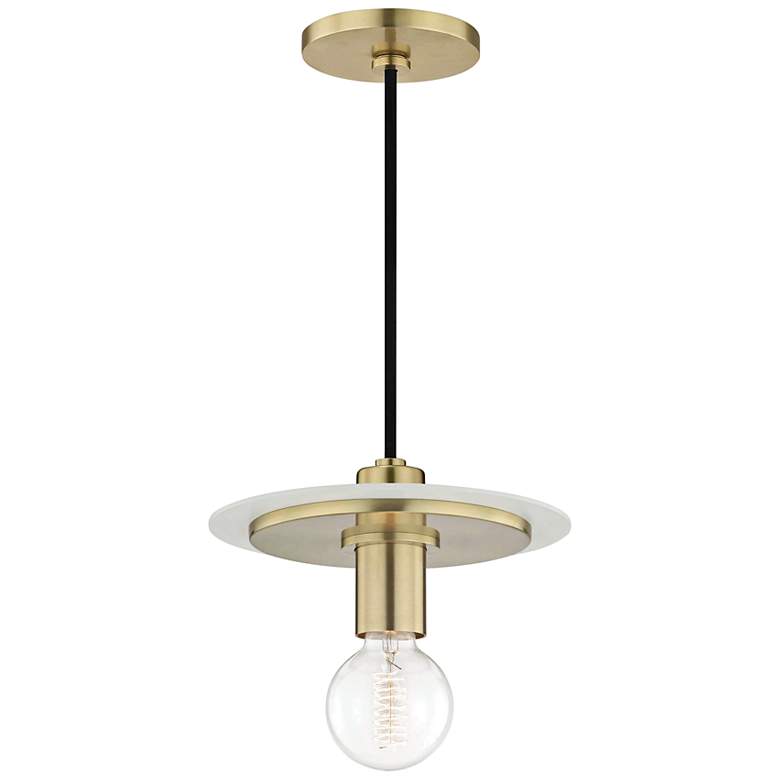 Mitzi Milo 9" Wide Aged Brass and White Mini Pendant