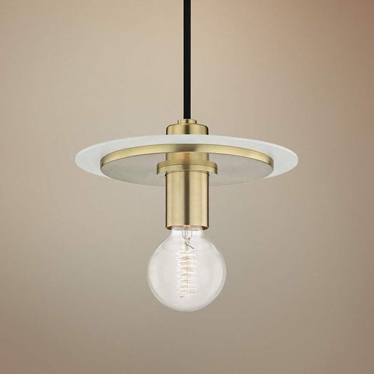 Mitzi Milo 9" Wide Aged Brass and White Mini Pendant