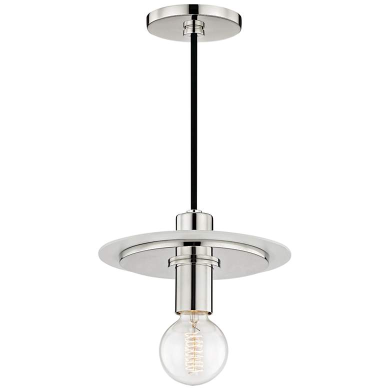 Mitzi Milo 9" Wide Polished Nickel and White Mini Pendant