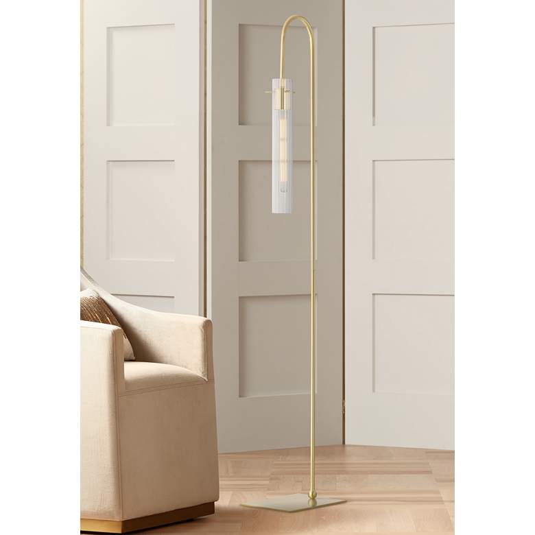 Mitzi Nettie Aged Brass Metal Floor Lamp