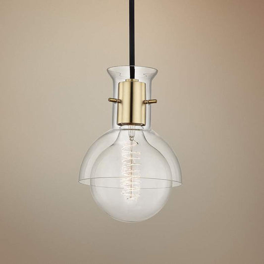 Mitzi Riley 6 1/4"W Aged Brass Mini Pendant w/ Clear Glass