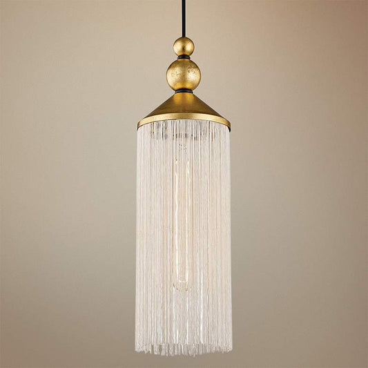 Mitzi Scarlett 5" Wide Gold Leaf and White Mini Pendant