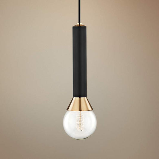 Mitzi Via 5" Wide Polished Brass and Black Mini Pendant