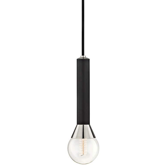 Mitzi Via 5" Wide Polished Nickel and Black Mini Pendant