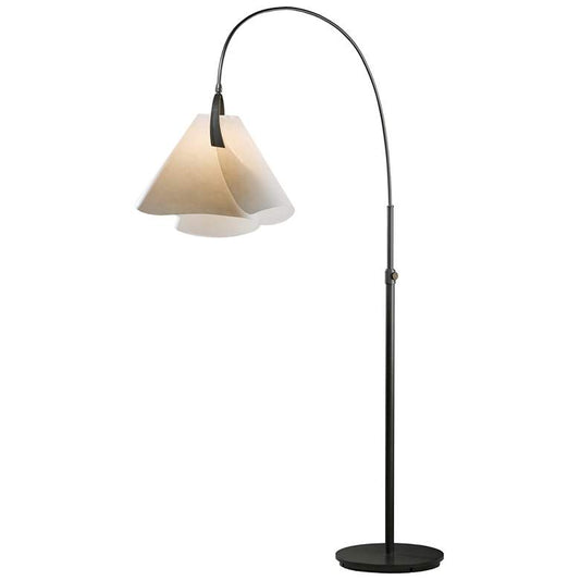 Mobius Arc Floor Lamp - Dark Smoke Finish - Spun Frost Shade