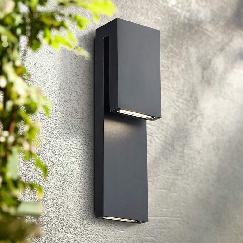 Modern Forms Double Down 18"H Black LED Outdoor Wall Light