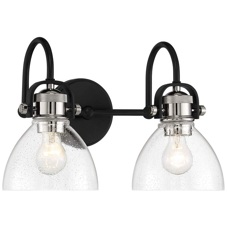 Monico 10 1/2"H Matte Black and Nickel 2-Light Wall Sconce