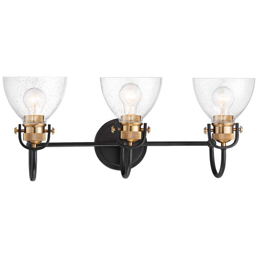 Monico 26" Wide Bronze and Brass 3-Light Bath Light