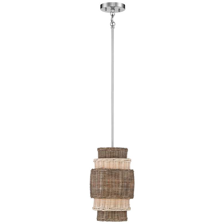 Montauck Bay 10" Wide Nickel and Rattan Mini Pendant Light