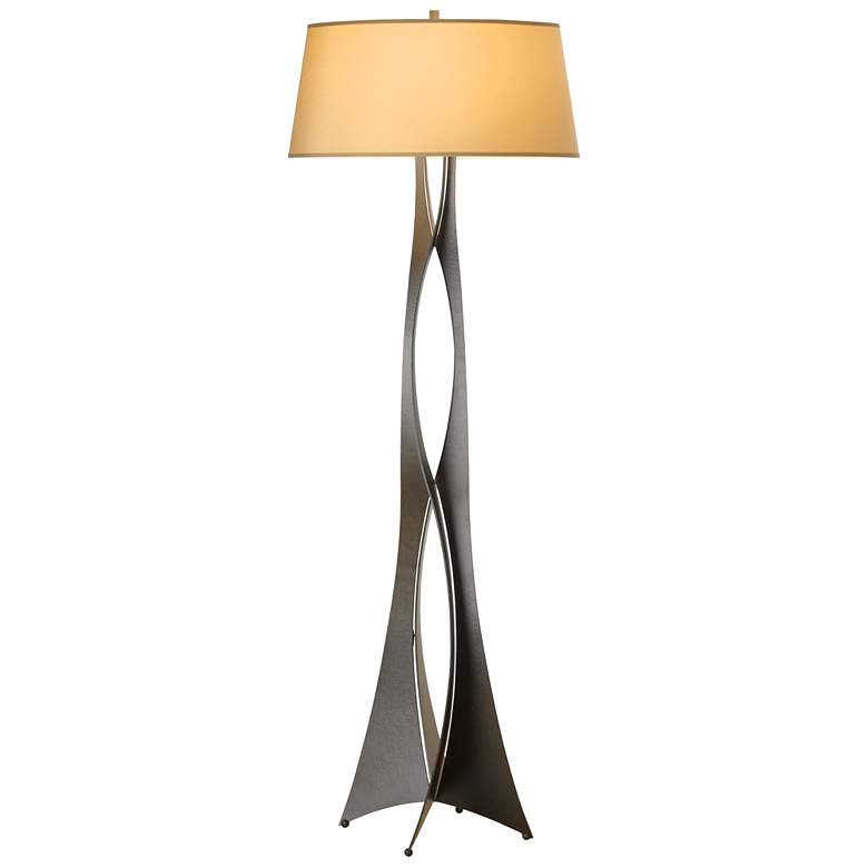 Moreau Floor Lamp - Dark Smoke Finish - Doeskin Suede Shade