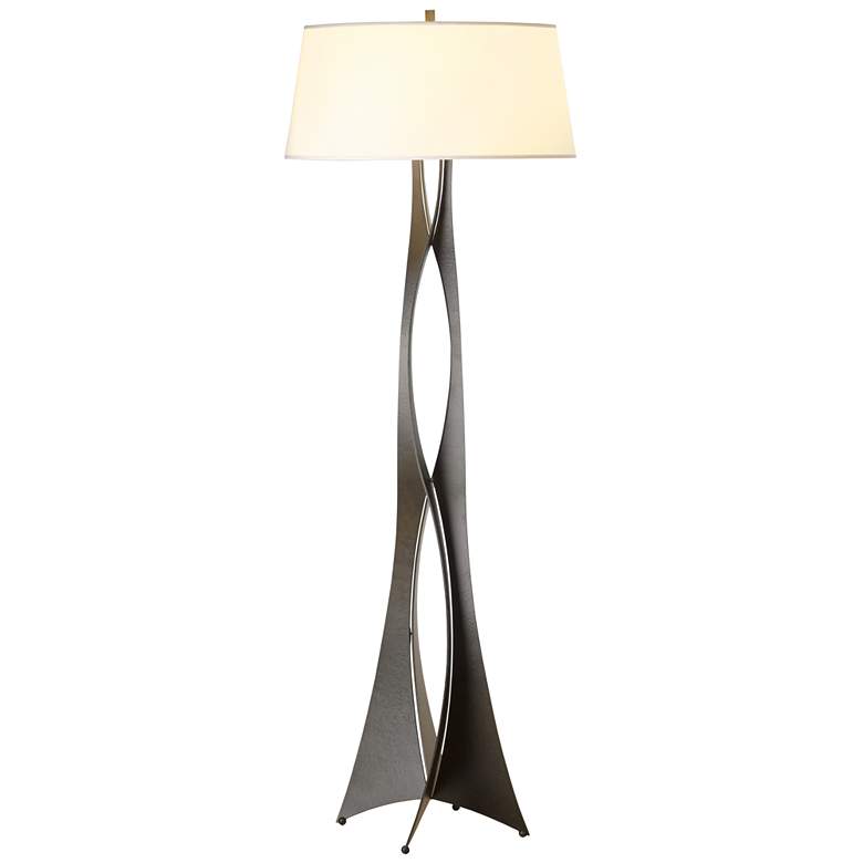 Moreau Floor Lamp - Dark Smoke Finish - Natural Anna Shade