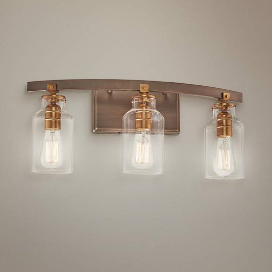 Morrow 22" Wide Bronze and Gold 3-Light Bath Light