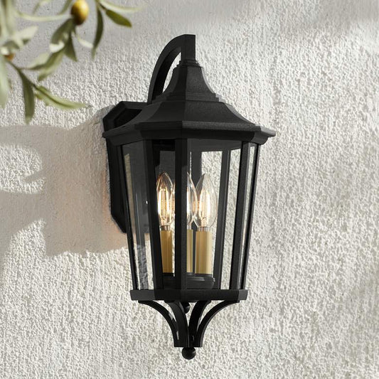 Morton 17 1/4" High Black Gold Downbridge Outdoor Wall Light