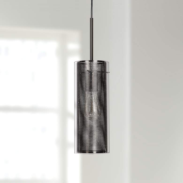 Multis 5"W Black Polished Nickel and Glass LED Mini Pendant