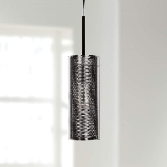 Multis 5"W Black Polished Nickel and Glass LED Mini Pendant