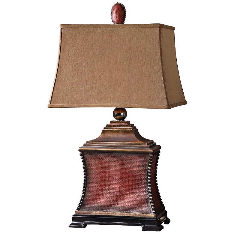 Pavia Aged Red Woven Texture Table Lamp