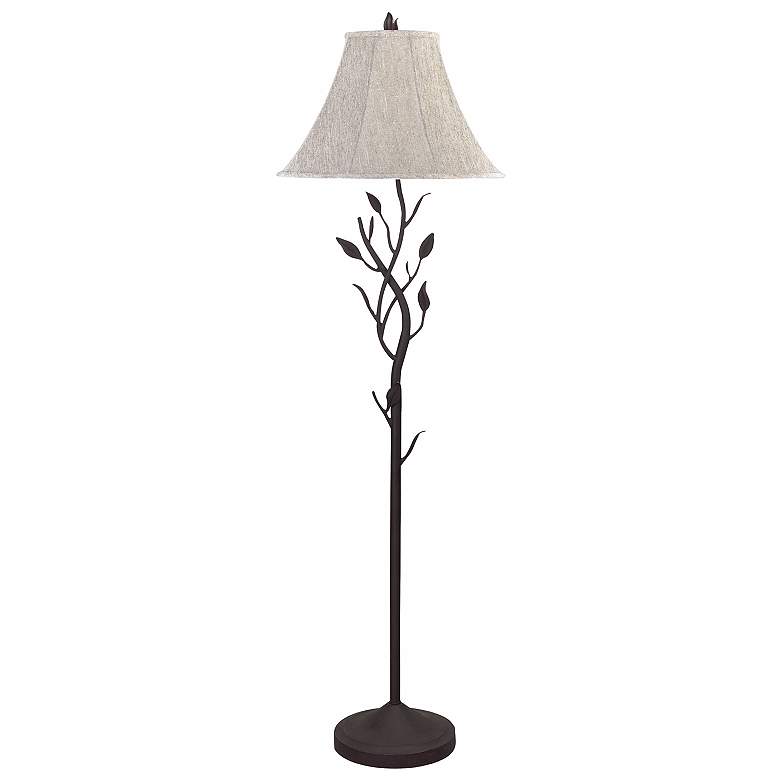 Natural Linen Shade Twisting Vine Floor Lamp