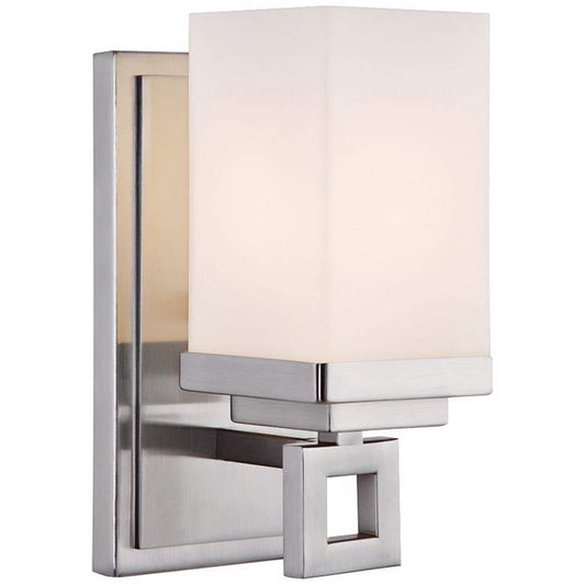 Nelio 4 1/4" Wide Pewter Opal Glass Wall Sconce