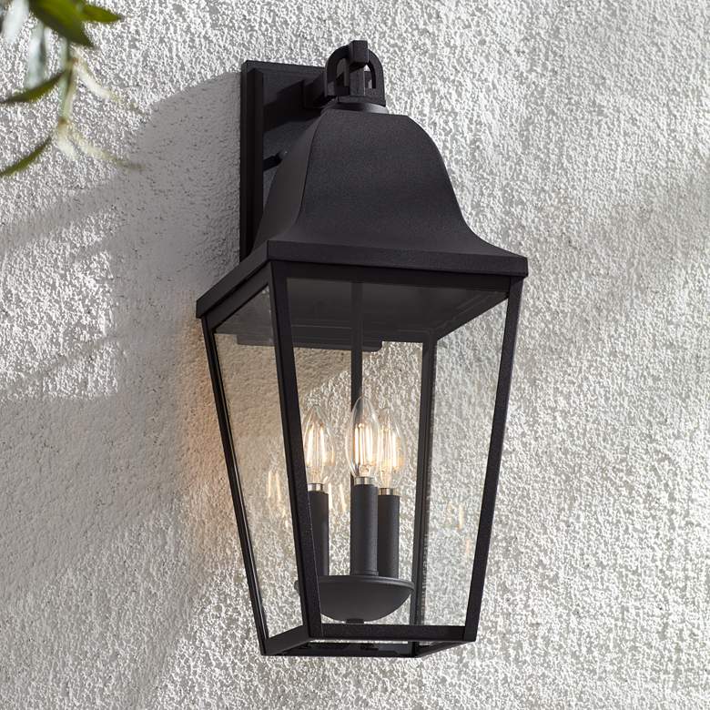 Neumark 21 3/4" High Matte Black Outdoor Wall Light