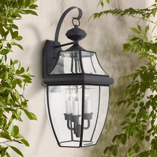 Newbury 22 1/2" High Mystic Black 3-Light Outdoor Wall Light