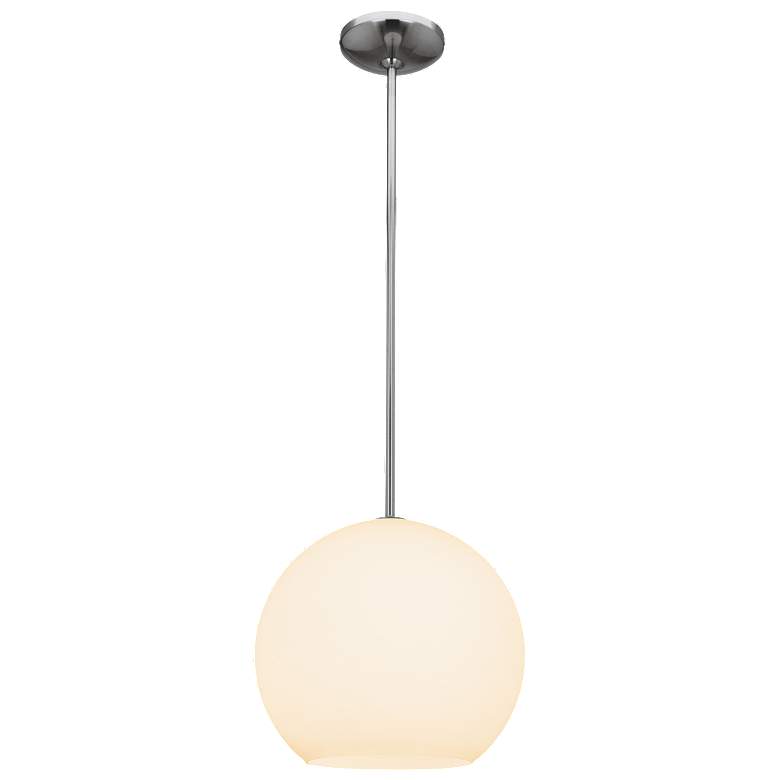 Nitrogen - Ball Pendant - E26 LED - Medium - Brushed Steel - Opal Glass