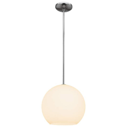 Nitrogen - Ball Pendant - E26 LED - Medium - Brushed Steel - Opal Glass