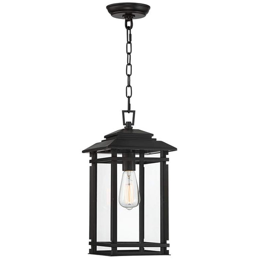 North House 17" High Matte Black and Glass Outdoor Hanging Light