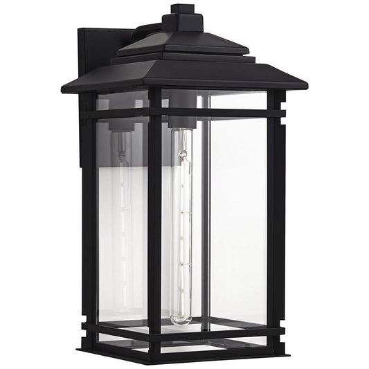 North House 19" High Matte Black and Glass Outdoor Wall Light