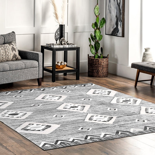 Arie Tribal Diamond Machine Washable Area Rug