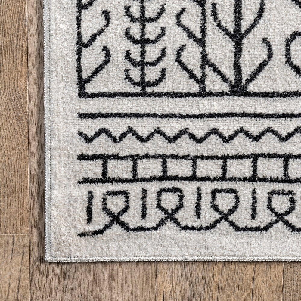 Casandra Machine Washable Moroccan Motif Area Rug Grey