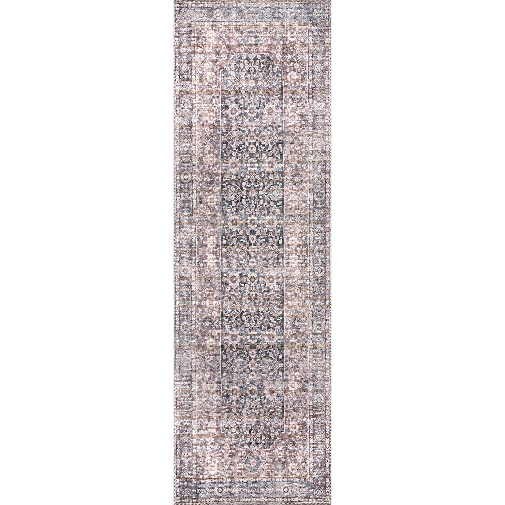 Darcey Machine Washable Traditional Floral Medallion Area Rug