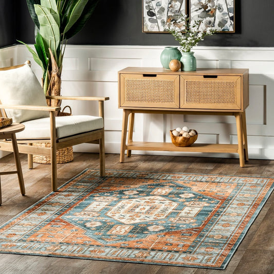 Heidy Vintage Traditional Machine Washable Area Rug