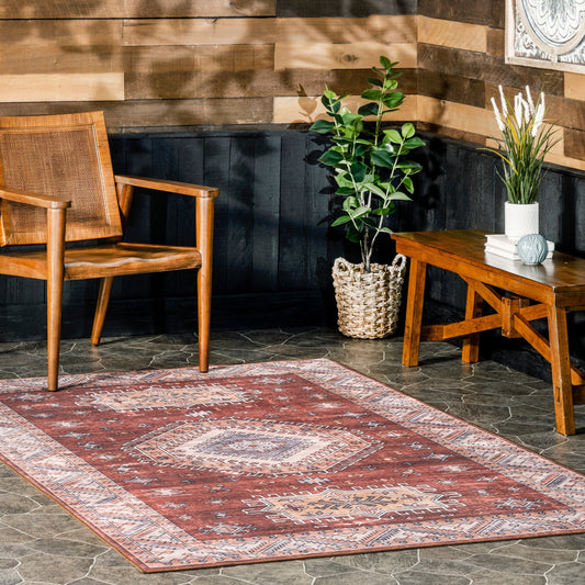 Persian Machine Washable Indoor/Outdoor Area Rug