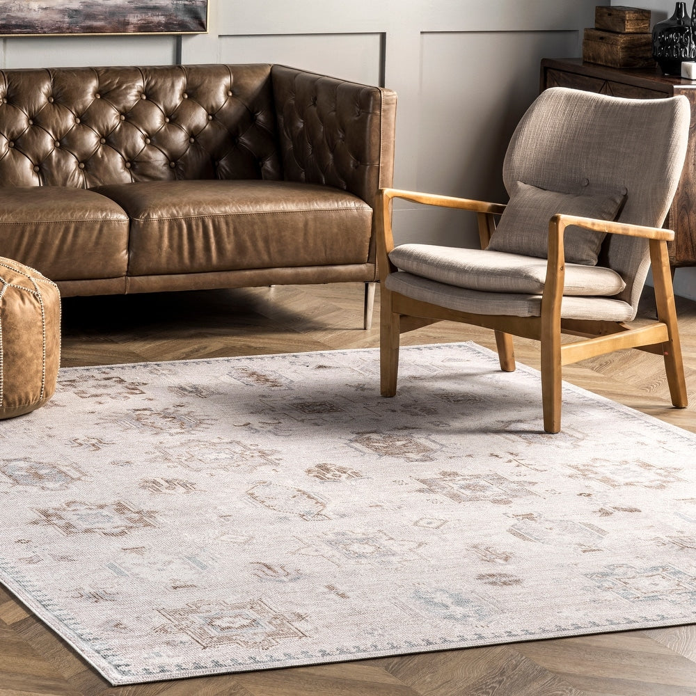 Krystin Machine Washable Distressed Area Rug