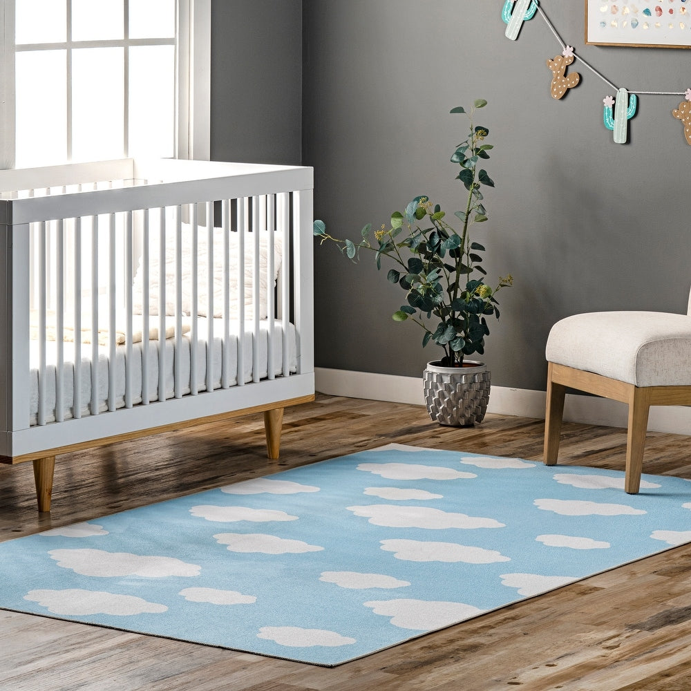 Lilia Machine Washable Kids Cloud Area Rug