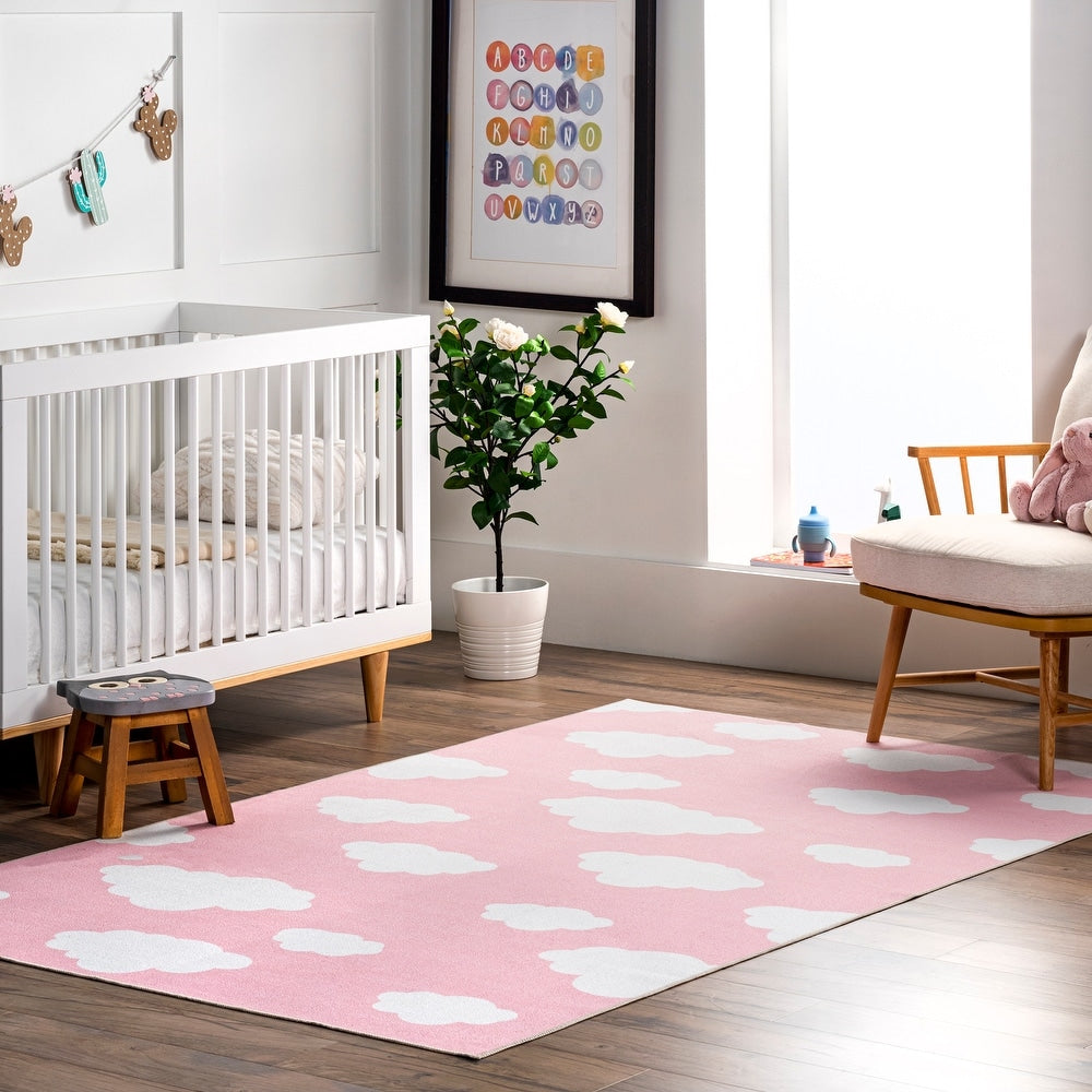 Lilia Machine Washable Kids Cloud Area Rug