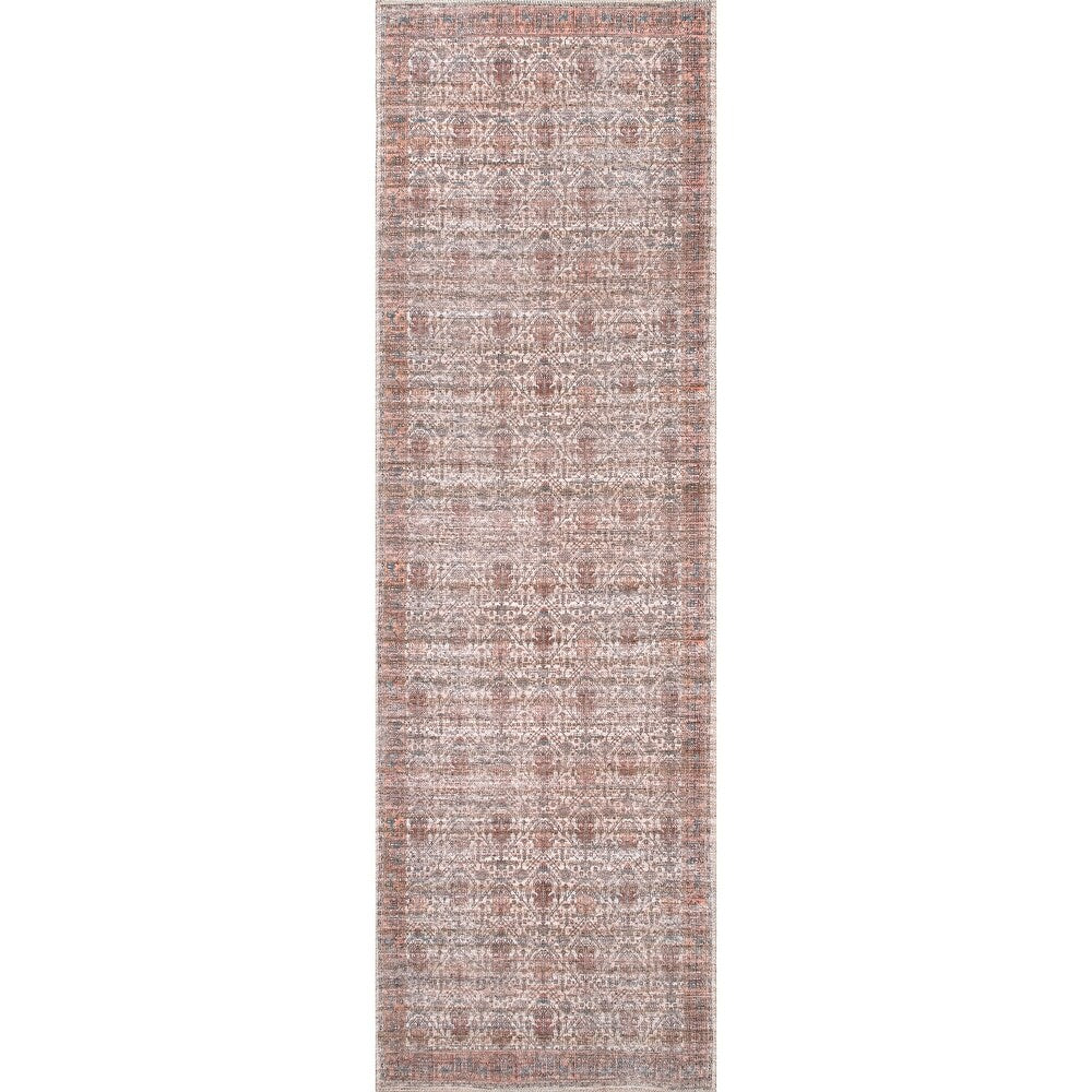 Marilyn Machine Washable Distressed Persian Border Area Rug