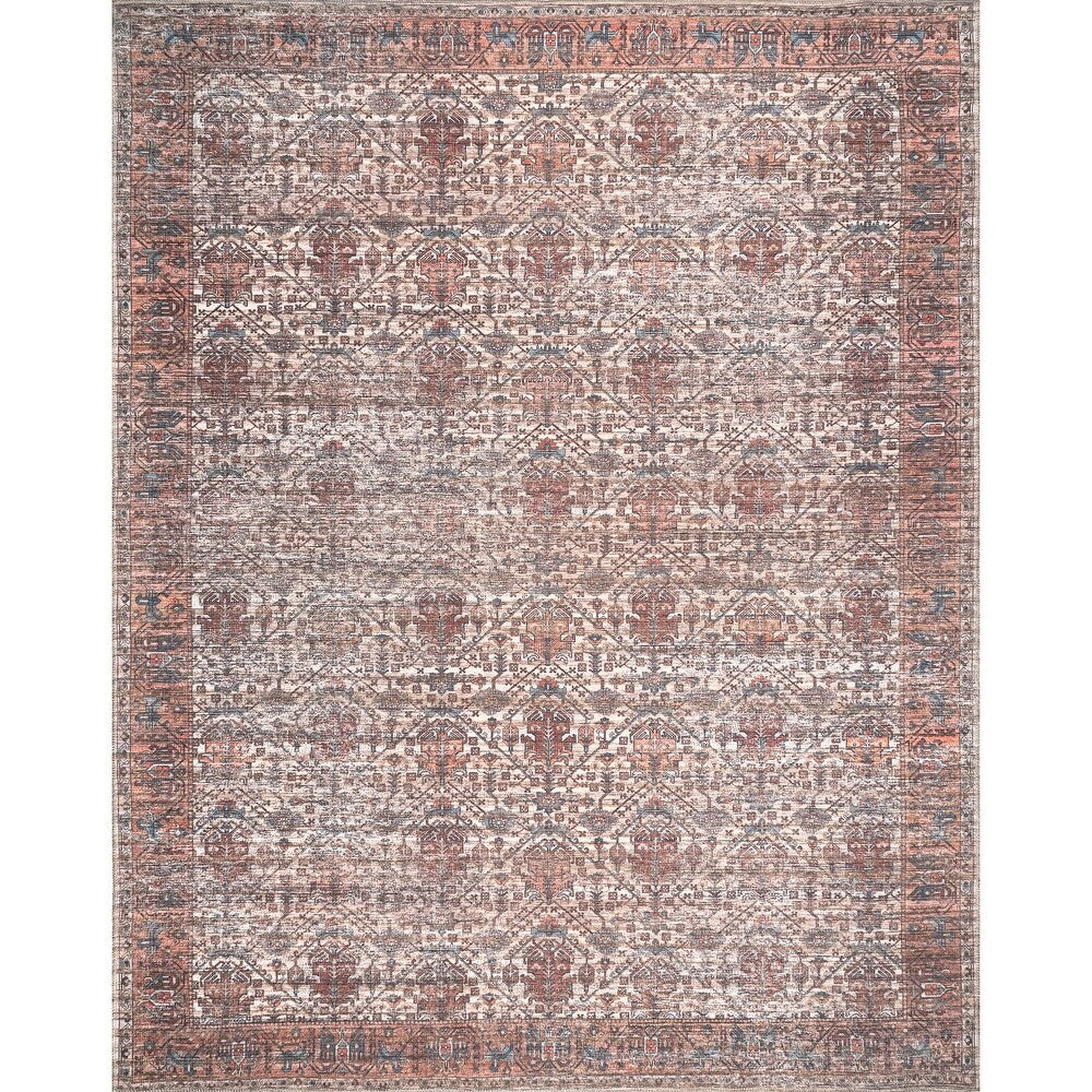 Marilyn Machine Washable Distressed Persian Border Area Rug