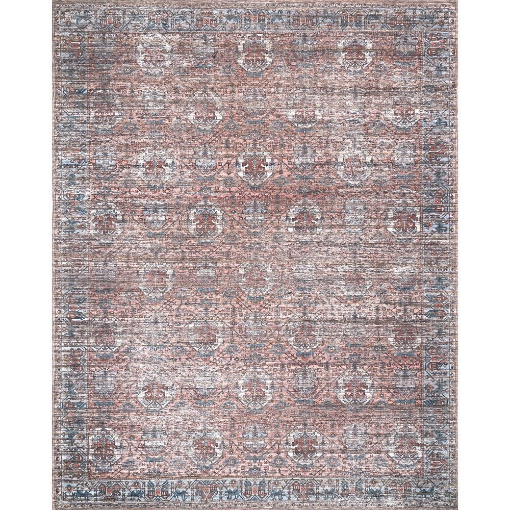 Marilyn Machine Washable Distressed Persian Border Area Rug